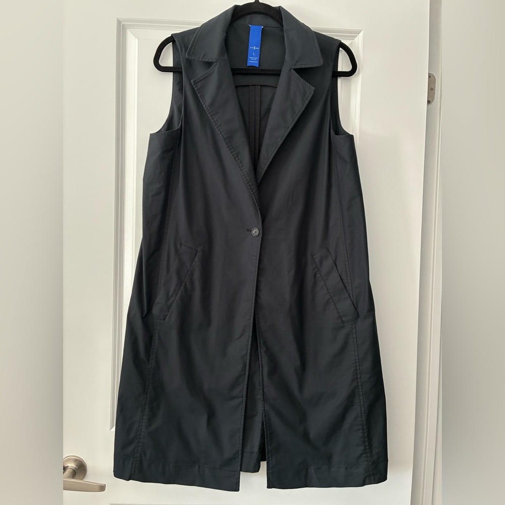Kit and Ace Size L Sleeveless Trench-coat Vest - Black